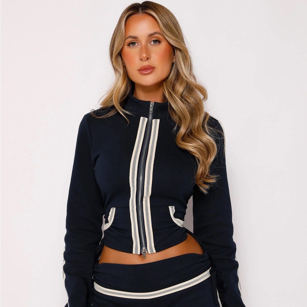 Tiger Mist Regan Women's Navy and White Jacket and Shorts Set